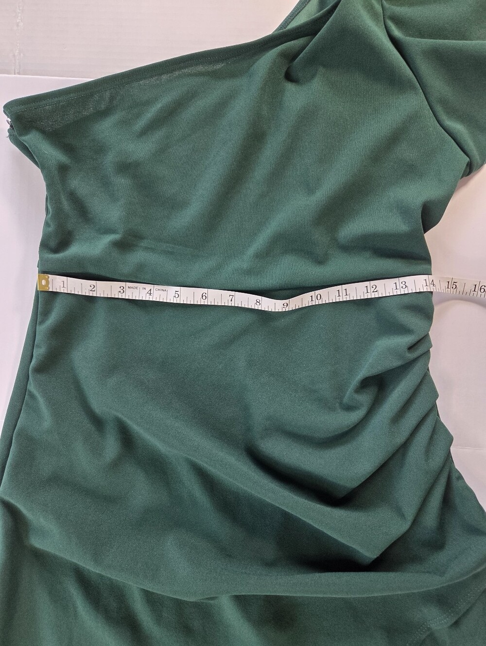 Shein Elegant Green One-Shoulder Dress Front Slit Elegant Feminine Wedding - Picture 5 of 6
